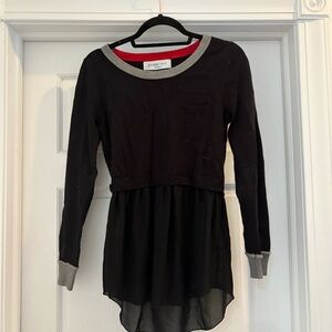 Patrizia Luca Black and Gray Layered Top